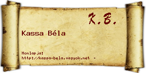 Kassa Béla névjegykártya