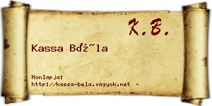 Kassa Béla névjegykártya